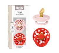 Bibs - Lot de 2 sucettes Studio Polka Caoutchouc Naturel T1 Blossom/Candy Apple