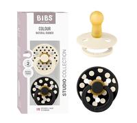 Bibs - Lot de 2 sucettes Studio Polka Caoutchouc Naturel T2 Ivory/Black