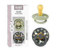 Bibs - Lot de 2 sucettes Studio Polka Caoutchouc Naturel T2 Sage/Iron