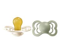 Tétine BIBS Supreme, lot de 2, caoutchouc naturel, tétine danoise de forme symétrique. Sans BPA. (Ivory/Sage, taille 2 (à partir de 6 mois))