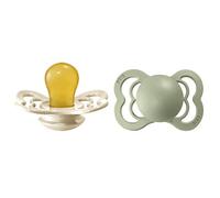 Tétine BIBS Supreme, lot de 2, caoutchouc naturel, tétine danoise de forme symétrique. Sans BPA. (Ivory/Sage, taille 1 (0-6 mois))