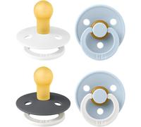 Tétine Colour. Lot De 4 Sucettes. Sans Bisphénol A. 2x Brillent Dans Le Noir,Téterelle Ronde. Latex De Caoutchouc Naturel,Fabriqué Au Danemark. 0-6 Mois,White Glow Mix