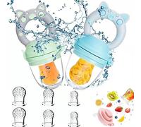 Tetine Grignoteuse Bebe, 2 Grignoteuse Bébé + 8 Tailles De Tétines Sans Bpa, Tetine Fruits Bebe, Pour Enfants De 3 À 24 Mois L'aliment Complémentaire De Bouillie De Dentition Végétale
