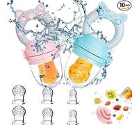 Tetine Grignoteuse Bebe, 2 Grignoteuse Bébé + 8 Tailles De Tétines Sans Bpa, Tetine Fruits Bebe, Pour Enfants De 3 À 24 Mois L'aliment Complémentaire De Bouillie De Dentition Végétale