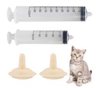 Tétine Miracle pour chatons seringue à tétine biberon pour chaton 2 pièces 10 ml + 30 ml seringue d'alimentation pour chats, tétine en silicone sûre pour chat, biberons anti-mastication pour chiots