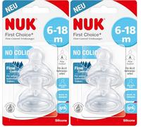Tétine NUK First Choice+ Flow Control pour biberons | 6-18 Mois |Valve Anti-Colique | Sans BPA | 2 pièces (Lot de 2)