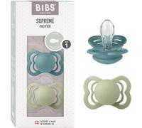 Tétine Supreme. Lot De 2 Sucettes. Sans Bisphénol A,Téterelle Symétrique. Silicone,Taille 1 (0-6 Mois),Island Sea/Sage