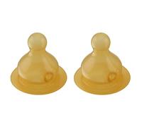 Tétines de biberon HEVEA à col standard - Débit lent - Tétines en verre pour biberon pour nouveau-nés - Lot de deux - Caoutchouc naturel à 100% - 0 à 3 mois.
