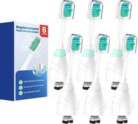 Tetines de Remplacement pour Philips Sonicare, Tetines de Brosse a Dents Compatibles avec Manches a Vis pour Series E, Essence, Xtreme, Elite, Advance et CleanCare, Pack de 6
