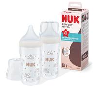 Tétines pour biberons NUK Perfect Match, 0+ mois, S’adapte au palais de bébé, Évent anti-coliques, Sans BPA, TÉTINE S en silicone pour biberons, 2 pièces
