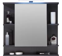TetisBad Armoire à glace, 1 porte, 5 compartiments ouverts, avec aspect graphite clair, miroir en verre.