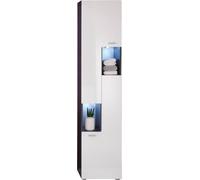 TetisBad Armoire de toilette haute avec 2 portes, 2 compartiments ouverts, aspect graphite, blanc brillant.