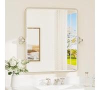 TETOTE Miroir pivotant en nickel brossé pour salle de bain 50,8 x 61 cm, miroir rectangulaire pivotant inclinable biseauté en verre trempé, miroir de vanité de salle de bain avec cadre en métal style