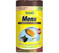 tetr Amin Menu Mélange de Nourriture Principale pour Tous Les Poissons décoratifs, 4 différentes Flocons de 4 Compartiments séparés, idéal pour Poissons d'eau Toutes Les Zones, 250 ML
