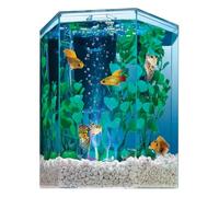 Tetra Kit d'aquarium à LED à Bulles de 3,8 l, Forme hexagonale, avec Disque Lumineux changeant de Couleur (29040-00)