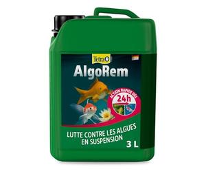 Tetra Pond AlgoRem - Traitement de l’Eau des Bassins de Jardin - Elimine l’eau verte et Limite la formation des Algues - Favorise une Eau Claire et Saine en 24H - 3 L