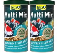 Tetra Pond Multi Mix - Alimentation Quotidienne pour Différentes Espèces de Poissons de Bassin - Mélange Complet d'Aliments : Flocon, Stick, Wafer, Gammarus - Favorise Vitalité et Energie - 1 L