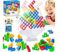 Tetra Tower Balance Toys, Blocs de Construction Tetris, Jouet D'équilibre pour Enfant Swing Stack D'équilibre, Montessori Blocs De Construction De Parent-Child Interactive Toy for Parties (64 Pièces)
