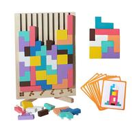 Tetris en Bois, Jouets éducatifs, Jeux Montessori 3 4 5 6 Ans, Puzzle Empilé Tetris avec Carte, Jouets Jigsaw, Multicolores, Blocs Géométriques, Cadeau pour Enfants