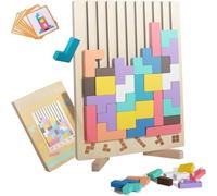 Tetris Puzzle 3D en Bois, Blocs de Construction en Bois Colorés, Jeux Montessori, Intelligence Jigsaw