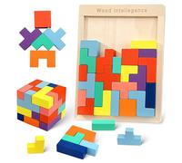 Tetris Puzzle en Bois, Jeux Montessori Enfant Intelligence Jigsaw avec 30 Coloré Blocs, Jouet Educatif Cadeau d'anniversaire pour Garçons et Filles 3 4 5 6 Ans