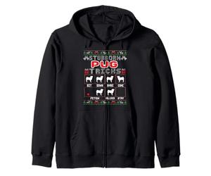Têtu Pug Tricks Amoureux des Chiens Drôle Moche Joyeux Noël Sweat à Capuche