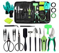 TeTupGa Kit d'outils de jardinage pour bonsaï, 25 pièces en acier au carbone pour intérieur et extérieur, sac d'entretien pour arbre avec fil à bonsaï, ciseaux, pelle, coupe-feuilles pour débutants