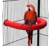 TeTupGa Perchoir en forme de U pour perroquet - Jouet pour animal domestique - Plateforme de sable - Pour poncer les pattes - Accessoire pour conure, perruche, calopsitte (rouge, taille L)