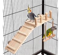 TeTupGa Perchoirs pour hamster,Jouet pour cage à oiseaux,Plateforme en bois avec échelle d'escalade,Supports d'exercice,Balançoire en bois à mâcher,Jouets pour animaux, chinchilla, perruche