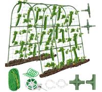 Tetutor Treillis de concombre pour plates-bandes surélevées, 160 x 114 cm, treillis de jardin en forme de U pour plantes grimpantes à l'extérieur avec filet d'escalade, support en métal amovible pour