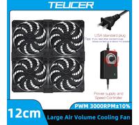 TEUCER 120mm 3000 tr/min ventilateur de refroidissement avec contrôleur 12V 220V Btc Machine minière châssis ventilateur d'extraction poste de travail armoire serveur ventilateur 4 fans set