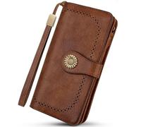 TEUEN Porte Feuilles pour Femme Grande Capacite, Porte Monnaie Femmes RFID Blocage avec Chequier,Identité Emplacements Cartes, Organiseur à Glissière pour Pièces de Monnaie pour Cadeau Femme