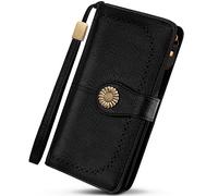 TEUEN Porte Feuilles pour Femme Grande Capacite, Porte Monnaie Femmes RFID Blocage avec Chequier,Identité Emplacements Cartes, Organiseur à Glissière pour Pièces de Monnaie pour Cadeau Femme