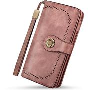 TEUEN Porte Feuilles pour Femme Grande Capacite, Porte Monnaie Femmes RFID Blocage avec Chequier,Identité Emplacements Cartes, Organiseur à Glissière pour Pièces de Monnaie pour Cadeau Femme