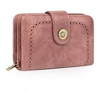 TEUEN Portefeuille Femme Vintage en Simili Cuir - Porte Monnaie Zippé avec 16 Cartes et RFID Blocage - Portefeuille Moyen Cadeau Élégant pour Femme (Coffret Cadeau Inclus)