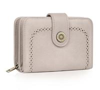 TEUEN Portefeuille Femme Vintage en Simili Cuir - Porte Monnaie Zippé avec 16 Cartes et RFID Blocage - Portefeuille Moyen Cadeau Élégant pour Femme (Coffret Cadeau Inclus)