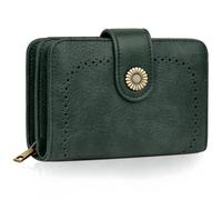 TEUEN Portefeuille Femme Vintage en Simili Cuir - Porte Monnaie Zippé avec 16 Cartes et RFID Blocage - Portefeuille Moyen Cadeau Élégant pour Femme (Coffret Cadeau Inclus)