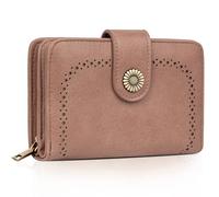 TEUEN Portefeuille Femme Vintage en Simili Cuir - Porte Monnaie Zippé avec 16 Cartes et RFID Blocage - Portefeuille Moyen Cadeau Élégant pour Femme (Coffret Cadeau Inclus)