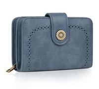 TEUEN Portefeuille Femme Vintage en Simili Cuir - Porte Monnaie Zippé avec 16 Cartes et RFID Blocage - Portefeuille Moyen Cadeau Élégant pour Femme (Coffret Cadeau Inclus)