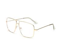 Teuena Montures de Lunettes Homme et Femme, Monture Rectangulaire, Forme Classique Unisexe avec Charnières Renforcées Gold Fausses Lunettes de Vue Lunettes de Vue Monture Leger pour Décorative
