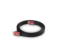 Teufel Câble HDMI® haut débit avec Ethernet, câble plat HDMI haut débit | Prend en charge toutes les spécifications, connecteur plaqué or (noir, 1,5 m)