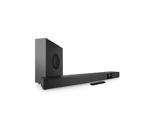 Teufel CINEBAR 22-5.1 Dolby Atmos Barre de Son avec Caisson de Basses sans Fil Peu encombrant, 8 tonalités, systèmes Home cinéma, HDMI 3D Arc CEC, Passe 4K, Panneau Tactile- Noir