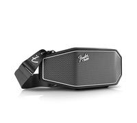 Teufel, Fender x Rockster Cross 2 Enceinte stéréo Bluetooth portable pour intérieur et extérieur, étanchéité IPX5, noir et argenté
