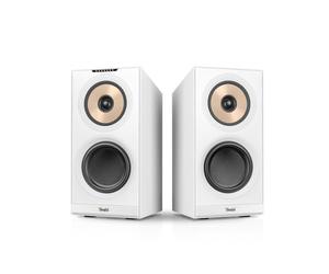 Teufel Stereo M 2 - Paire d'enceintes bibliothèque Actives Streaming sans-Fil, Bluetooth, WiFi, Multiroom, boîtier en Bois, Enceintes HiFi, système à 3 Voies 100 Watts, Blanc