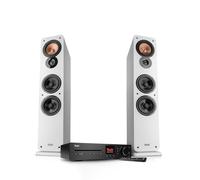 Teufel Ultima 40 Kombo 3 - Chaîne Hi-FI stéréo avec récepteur CD et Bluetooth, Wi-FI, LAN, Radio Dab+ FM, USB-C, HDMI Arc CEC, système à 3 Voies, Nombreuses possibilités de Connexion (Blanc)