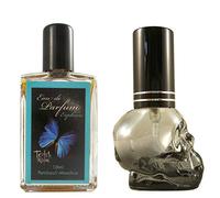 Teufelsküche Patchouli « Euphoric » Eau de Parfum pour Homme avec Musc + Flacon Vide Skull, Parfum Gothique, Mini Flacon en Verre de 10 ml