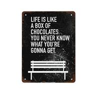 Teuoqi Plaque murale rétro en métal avec citation « Life is Like A Box of Chocolates You Never Know What You're Gonna Get Best » - Décoration murale - 20,3 x 30,5 cm