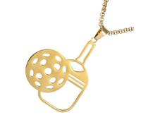 Teupyon Bijoux de pickleball pour femme | Bijoux en acier inoxydable pour fans de sport - Collier de pickleball creux pour homme et femme activités de plein air, voyage, gym, rendez-vous galant, sport