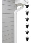 Teupyon Chaîne de Pluie pour gouttière - Chaîne de Pluie - Adaptateur de gouttière - Plaqué Rouille - Décoration de Jardin - Comprend 8 Glands de Pluie pour Bec de