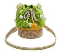 Teupyon Sac à crochet en forme de champignon | Sac seau à cordon en forme de champignon - Porte-monnaie tricoté, porte-monnaie tricoté, sac à bandoulière tricoté à la main pour écouteurs, écouteurs
